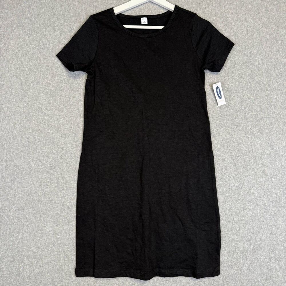Brand New Old Navy Women's Size XS Black A Line Short Sleeve Cotton Shirt Dress